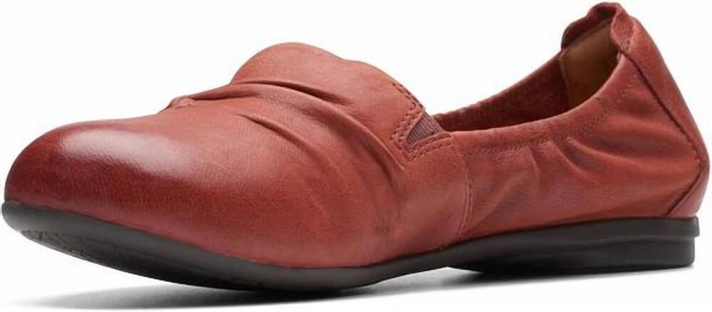 NEW CLARKS women's rena way flat - medium in chestnut